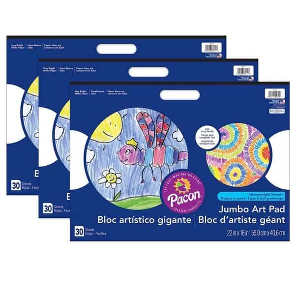 Art Street Jumbo Art Pad, White, 22x16, 30 Sheets/Pad, PK3 Pads