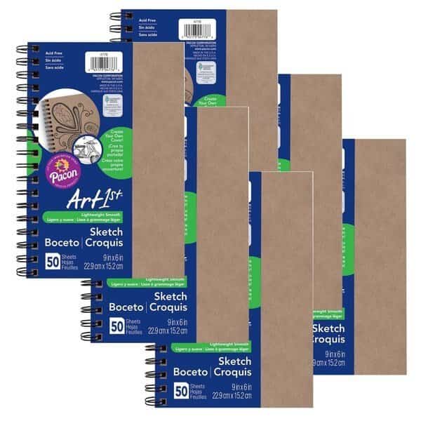 Art1st Sketch Diary, Natural Chipboard Cover, 9 x 6, PK6