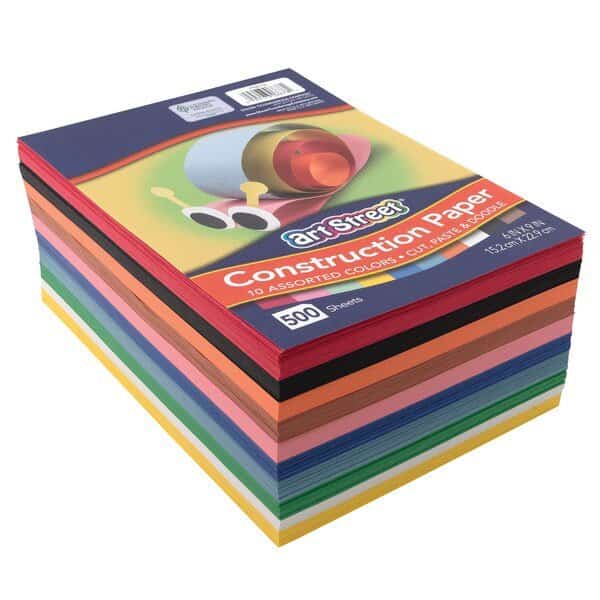 Lightweight Construction Paper, 10 Assorted Colors, 6x9in, 500 Sheets
