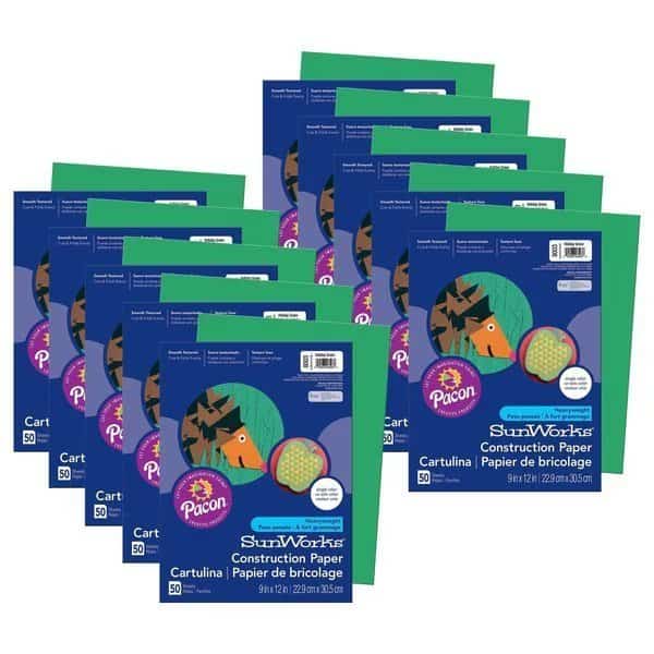 SunWorks® Construction Paper, Holiday Green, 9x12, PK500