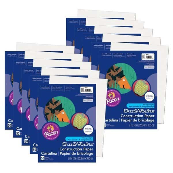 SunWorks® Construction Paper, White, 9x12in, PK500