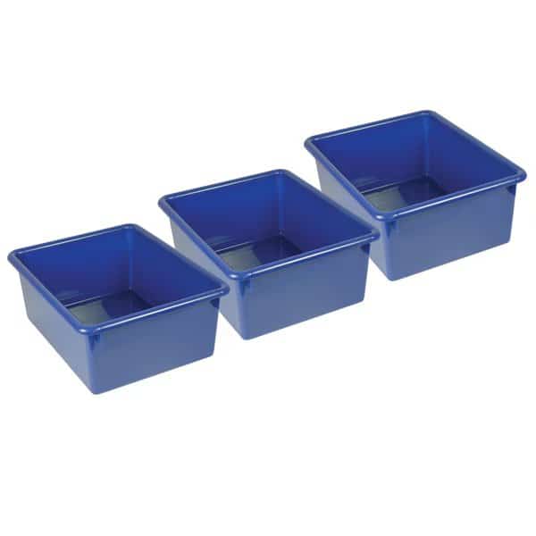 Storage Bin, Plastic, Blue, 3 PK