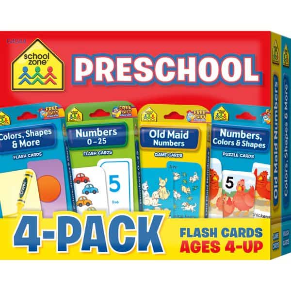 Preschool Flash Cards, 4-Pack