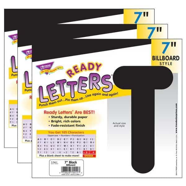 Black 7 Billboard Uppercase Ready Letters, PK3