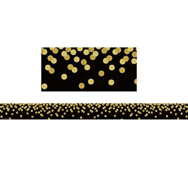 Black Confetti Straight Border Trim, 35 Feet/Pack, PK6