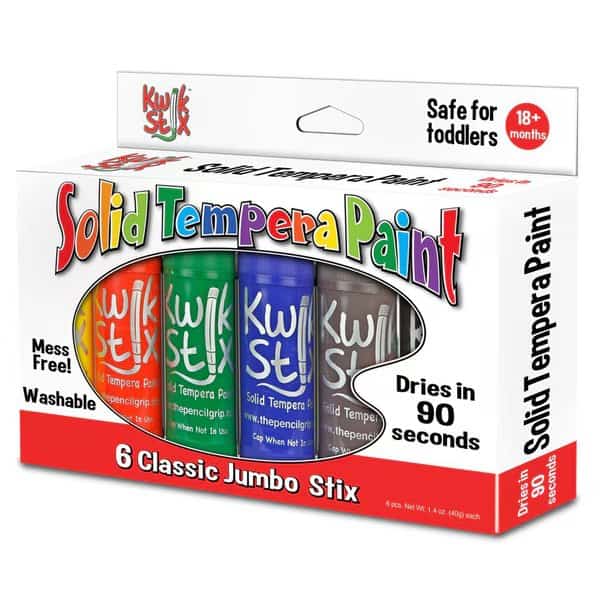 Jumbo Solid Tempera Paint Stick, Classic Colors, PK6