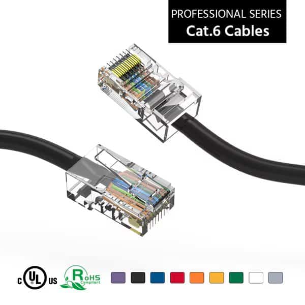 CAT6 UTP Ethernet Network Non Booted Cable- 7ft Black
