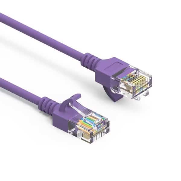 CAT6A UTP Slim Ethernet Network Booted Cable 28AWG- 1.5ft- Purple