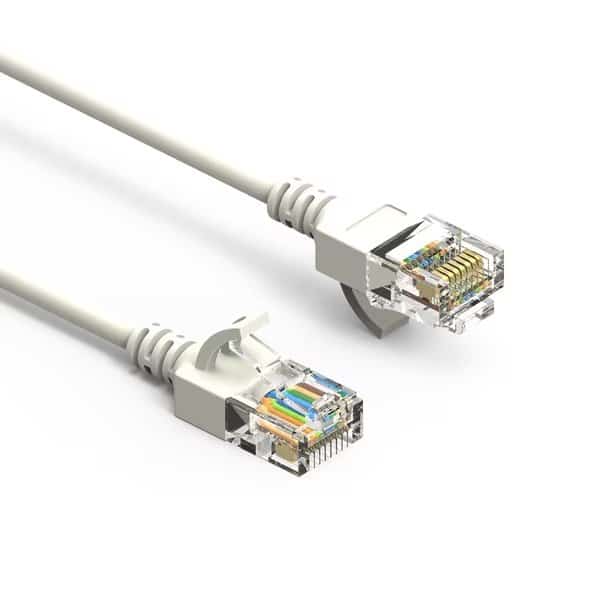 CAT6A UTP Slim Ethernet Network Booted Cable 28AWG- 1.5ft- White