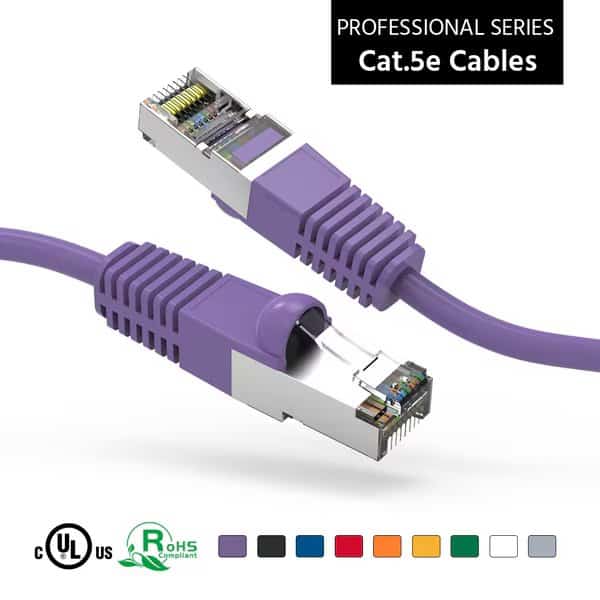 CAT5E Shielded (FTP) Ethernet Network Booted Cable- 200ft- Purple
