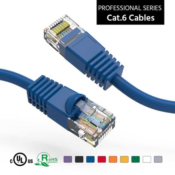 CAT6 UTP Ethernet Network Booted Cable- 150Ft- Blue