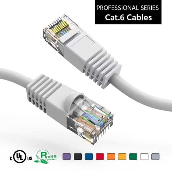 CAT6 UTP Ethernet Network Booted Cable- 30ft- White