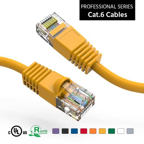 CAT6 UTP Ethernet Network Booted Cable- 30ft- Yellow