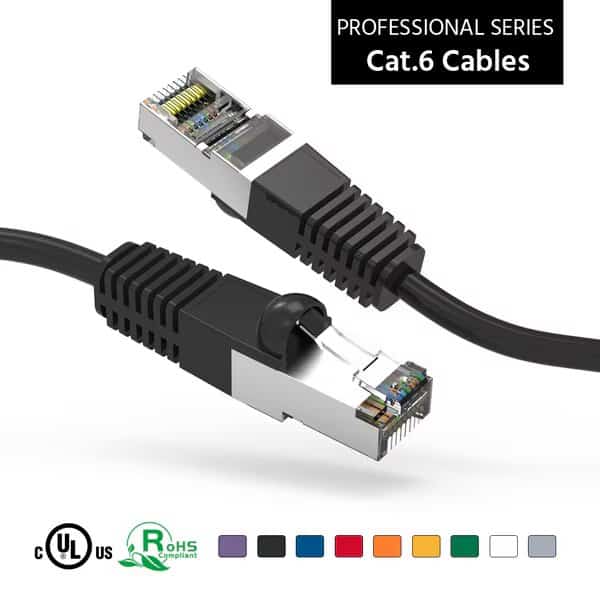 CAT6 Shielded (SSTP) Ethernet Network Booted Cable- 15ft- Black
