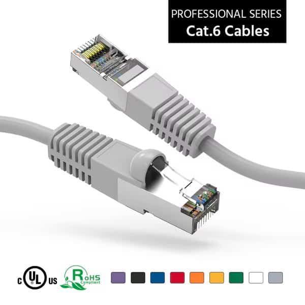 CAT6 Shielded (SSTP) Ethernet Network Booted Cable- 50ft- Gray