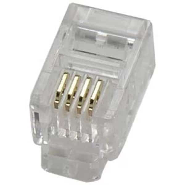 RJ22 4P4C Plug for Handset Flat Stranded Wire, 100pk