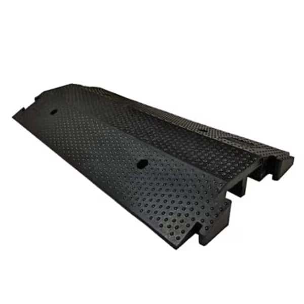 Cable Protector, 3 in H, 36-1/2 in L, 17 in W, 2 Channel, Rubber, Black