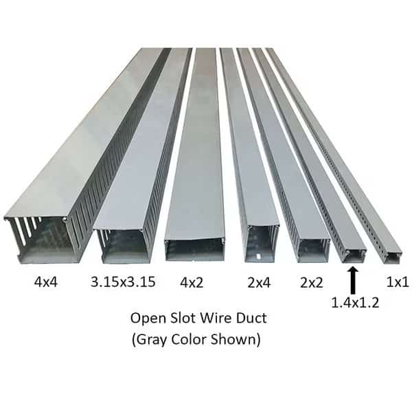 Open Slot Wire Duct- 1.4" x 1.2" x 6.5ft- Half Case- 12pcs- Gray