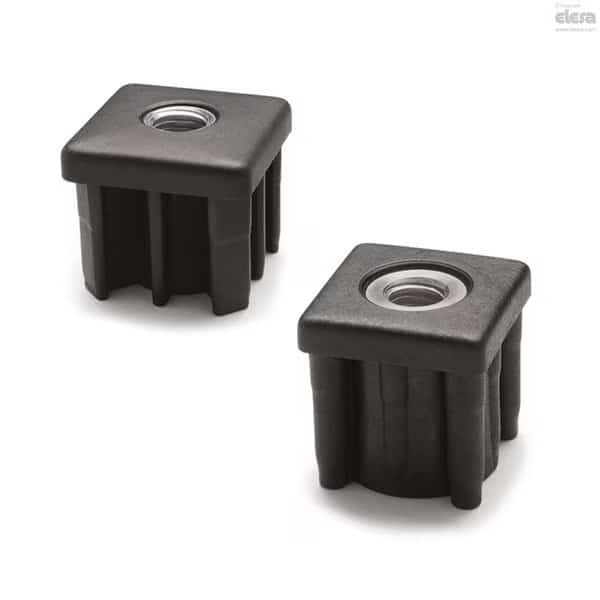 Square end-caps for tubes, NDX.Q-50x3.0-M12