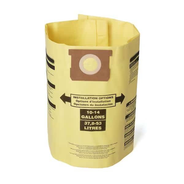 Fine Dust Wet/Dry Vac Dust Bags for 10 to 14 Gallon Shop Vacuums, 2PK