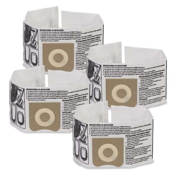 4pk Fine Dust Vac Collection Bags for 3-4 Gal. Wet/Dry Shop Vacuums, 4PK