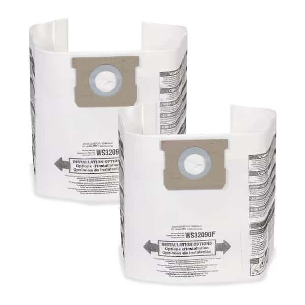 2pk Fine Dust Vac Collection Bags for 5-9 Gal. Wet/Dry Shop Vacuums, 2PK