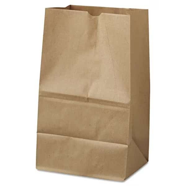 Paper Bags, 40 lbs Cap, No 20 Squat, 8.25"Wx5.94"Dx13.38"H, Kraft, PK500
