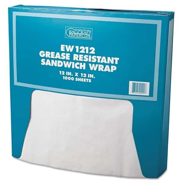 Grease-Resistant Paper Wrap/Liner, 12 x 12, White, PK5000
