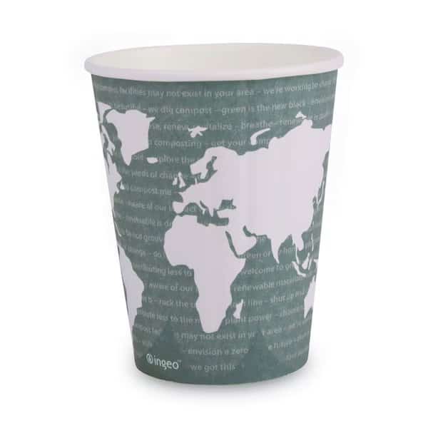 World Art Renewable and Compostable Insulated Hot Cups, 12 oz, Brown/White, PK600