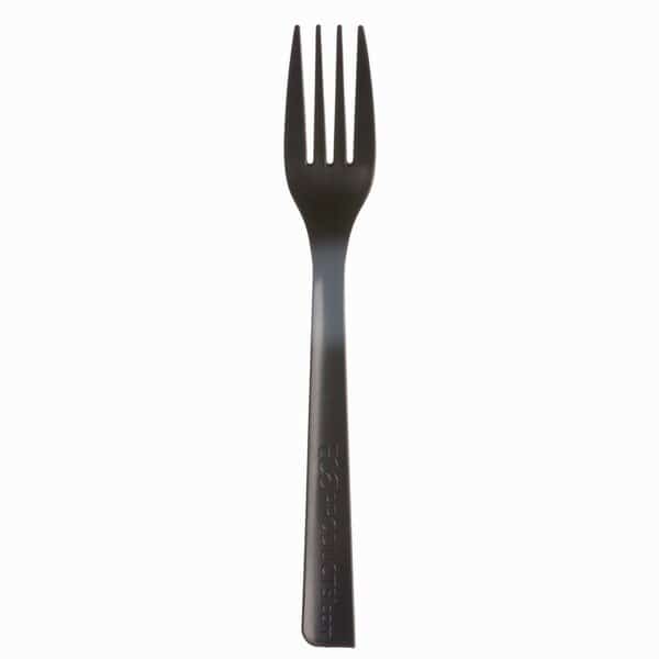 100% Recycled Content Cutlery, Fork, 6", Black, PK1000