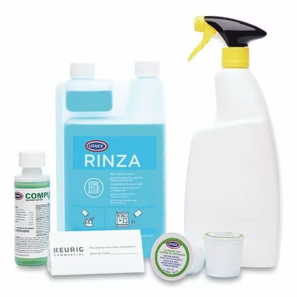 K-Cup Pod Brewer Deep Cleaning Kit, 4 oz Comp Cafe, (3) 32oz Rinza, (15) Cleaning Cups, Spray Bottle