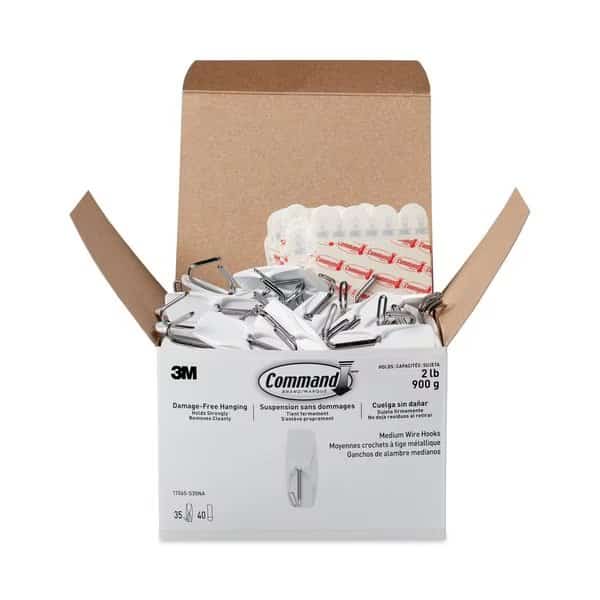 General Purpose Hooks, Metal, White, 2 lb Cap, PK35