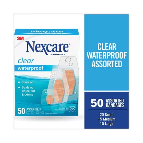 Waterproof, Clear Bandages, Assorted Sizes, PK50