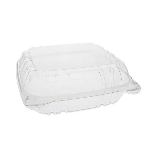 Hinged Lid Container, 8.34" x 8.24", Clear, PK200