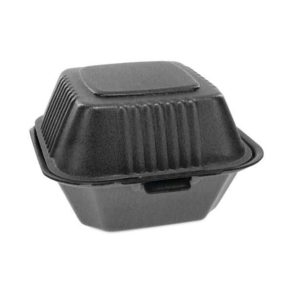 Foam Hinged Containers, Sandwich, 5.75x5.75x3.25, 1-Comp, Blk, PK504