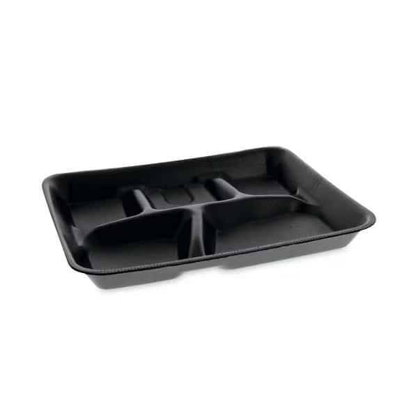 Lightweight Foam School Trays, 5-Comp, 8.25 x 10.25 x 1, Black, PK500 PK