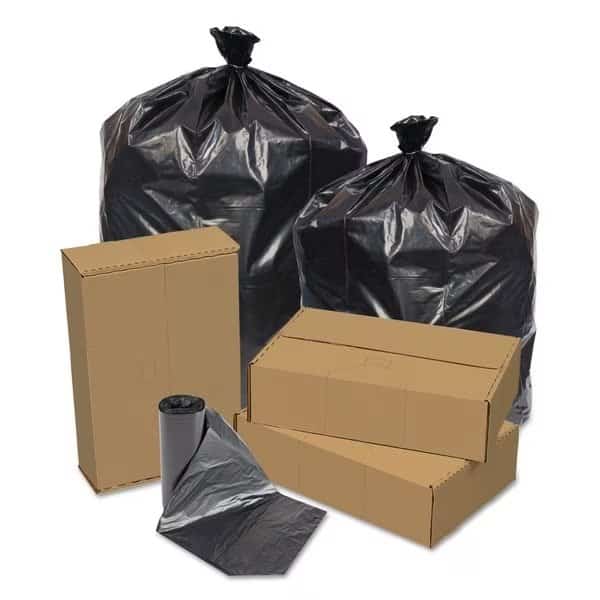 45 gal Trash Bags, 40 in x 46 in, Heavy-Duty, 1.5 mil, Black, 100 PK