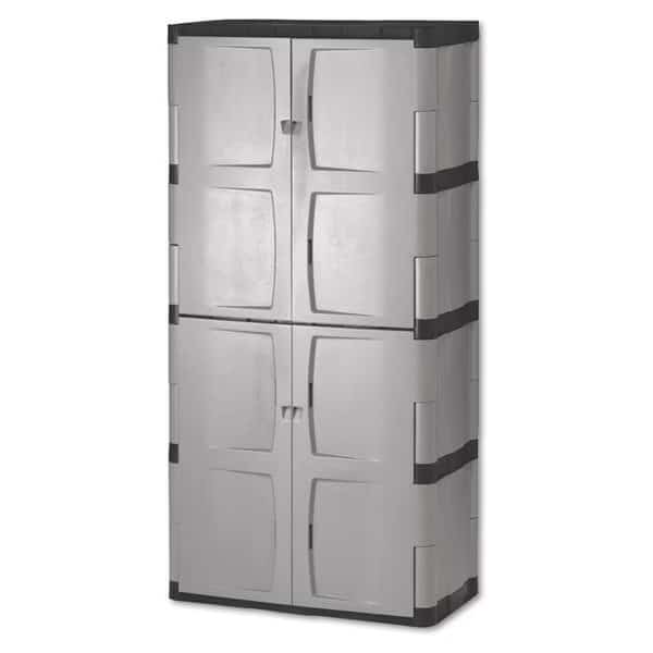 Storage Cabinet, 72 in H, 36 in W, Gray/Black, 4 Shelves