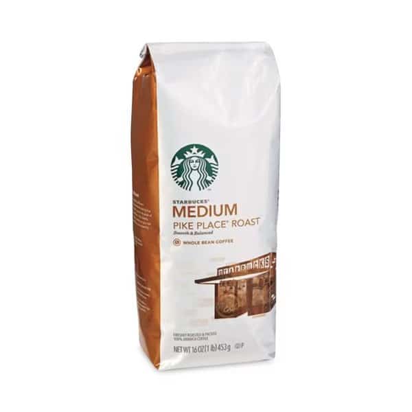Whole Bean Coffee, Pike Place Roast, 1 lb Bag, 6PK