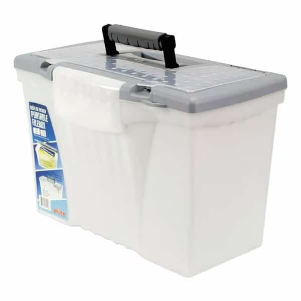 Letter/Legal File Box, Plastic, Lid, Clear, Polypropylene, 14.5" W, 10.5" D, 12" H, Clear/Silver