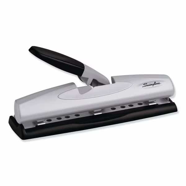 12-Sheet LightTouch Desktop Two-to-Three-Hole Punch, 9/32" Holes, Black/Silver, Swingline, Mfr#: A7074026E