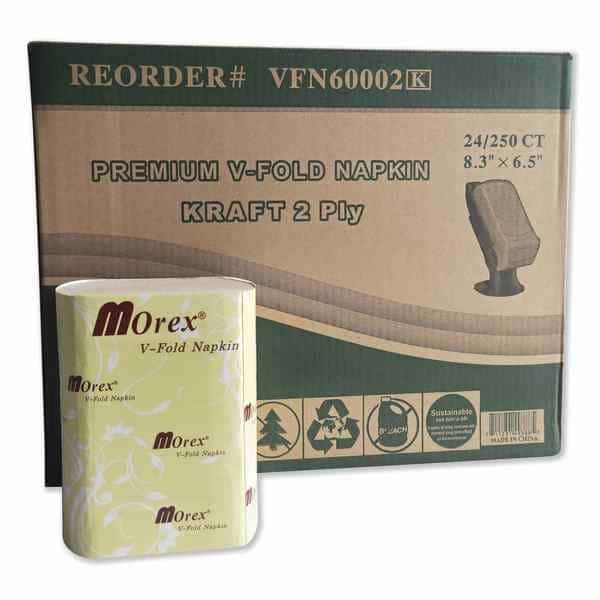 Premium V-Fold Pop-Up Dispenser Napkin, 6.5 x 5, Brown, PK6000