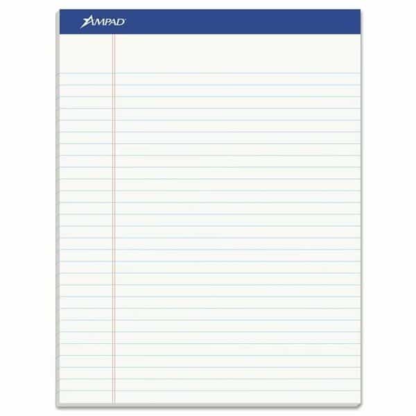 Recycled Writing Pads, Wide/Legal Rule, 8.5 x 11.75, Wht, 50 Sht, PK12