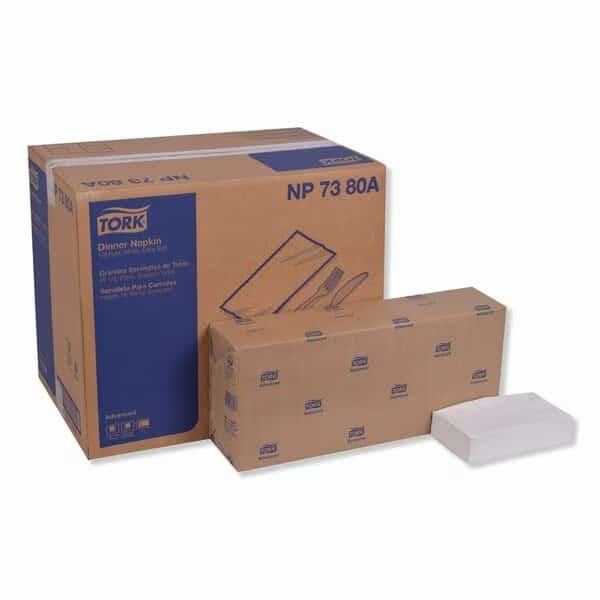 Tork Extra Soft White Dinner Napkin, 1/8 Fold 3-ply, 17" x 16.1", 6 x 290 napkins, NP7380A