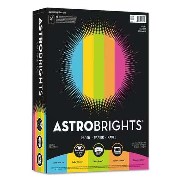 Color Paper -"Bright" Assortment, 24lb, 8.5 x 11, PK500