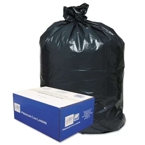 45 gal Trash Bags, 40 in x 46 in, Medium-Duty, 0.63 mil, Black, 250 PK