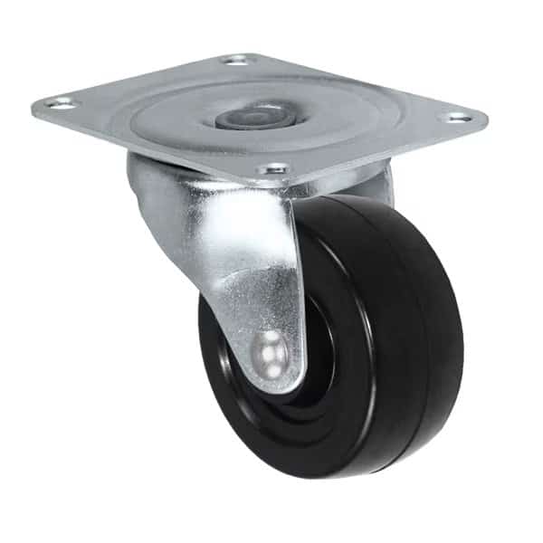 Caster; 2.5x1 Swvl Fork, Side Lock Brake; 2.5x1 Hard Rubber Wheel, Bla