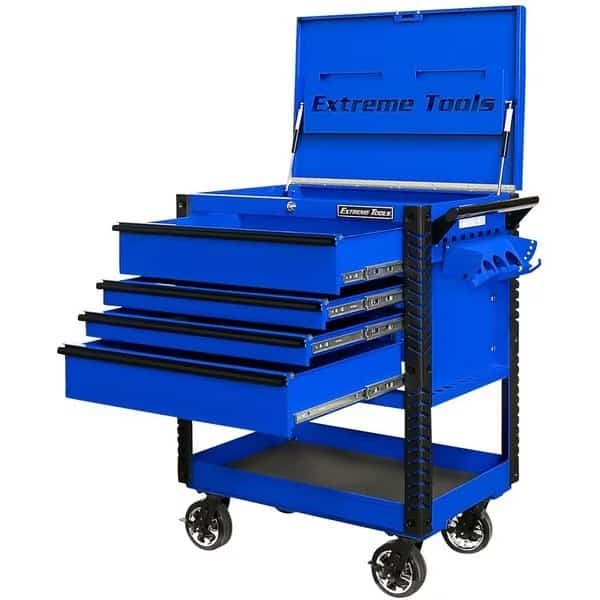 Tool Cart, 4 Drawer, Blue, 33 in W