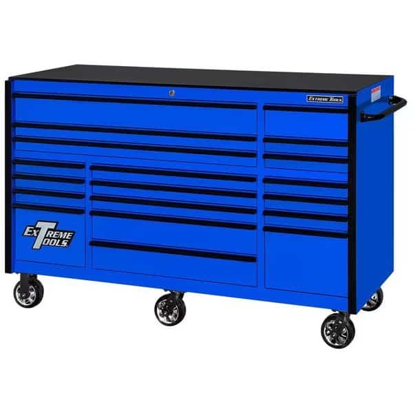 Roller Cabinet, 19 Drawer, Blue, 72 in W x 25 in D