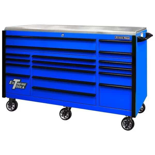Roller Cabinet, 17 Drawer, Blue, 72 in W x 30 in D